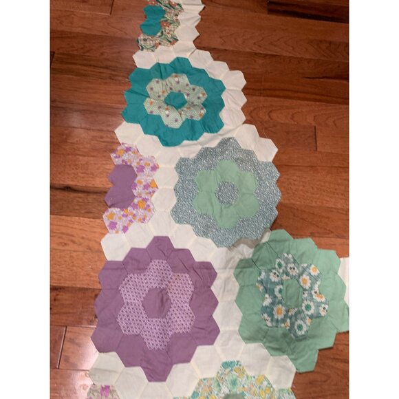 Vintage Handmade Patchwork Quilt Top 52"x17" - Picture 4 of 6